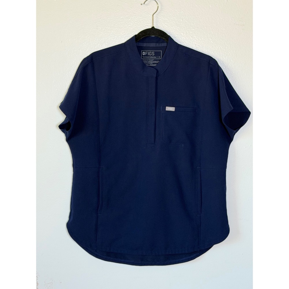 FIGS Women's Montex Relaxed Scrub Top Technical Collection Navy Medium - Picture 2 of 10